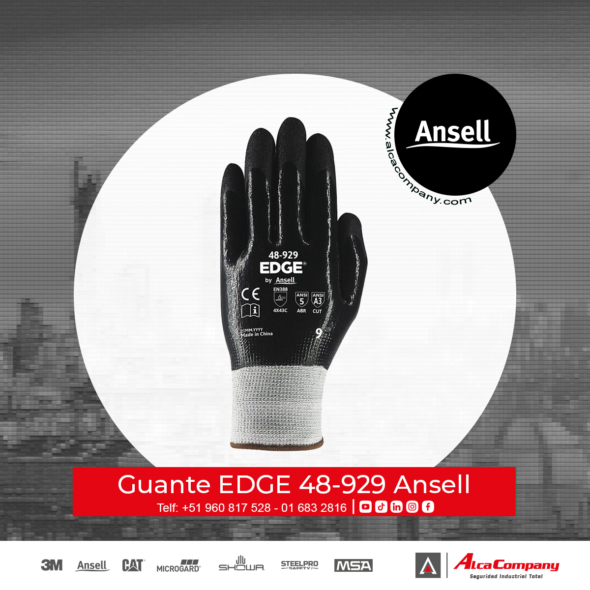 Guante EDGE 48-929 Ansell 1 Guante EDGE 48-929 Ansell